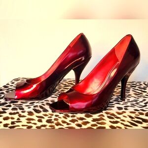 BCBG Classic Red Peep-Toe Heels 8
